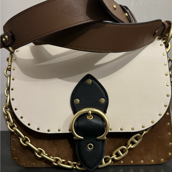 COACH beat shoulder bag in color-block with rivets - brass/vintage khaki multi - Picture 11 of 11